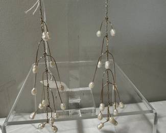 #33 - $200 - set of chandelier earrings 14kt baroque pearls 5 1/4"L