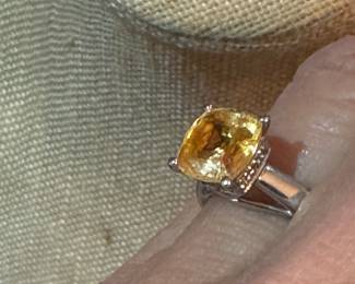 #9 - $750 - Bailey Banks & Biddle platinum ring Citrine sz 7