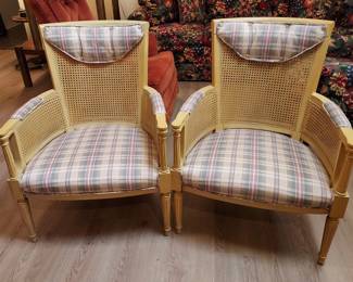 Rattan Accent Chairs W/Upholstered Seats