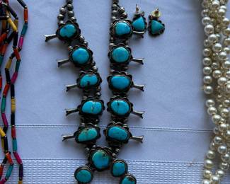Turquoise squash Blossom necklace