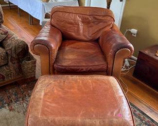 Leather chair and ottoman