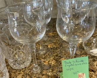 #107 towle silhouette crystal wine glasses, set of 10 $40.00