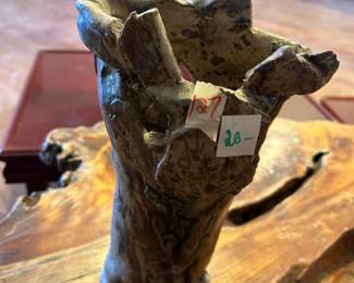 #127 brown ceramic tree design vase, 10" tall $20.00