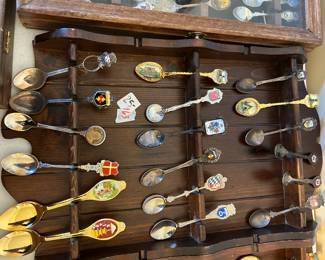 #163 spoon stand with 18 spoons $25.00