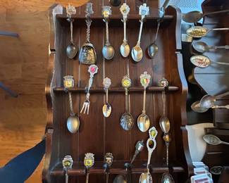 #159 spoon stand with 18 spoons $25.00