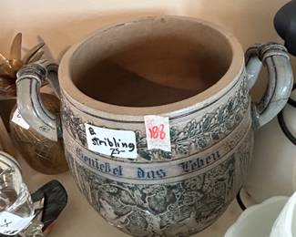 #188 German 2 handle pot, 10" tall $25.00