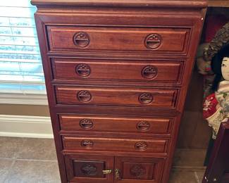 #6 Asian 2 piece silverware chest, 5 drawers and 2 doors 19x14x35 $300.00
