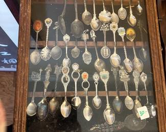 #160 spoon box with glass lid, 32 spoons $30.00