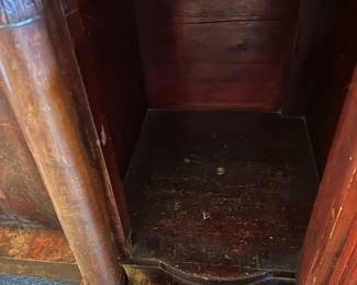 #38 buffet 2 drawers, 3 doors with key, as is - finish and loose legs, claw feet, 79x27x45 $200.00