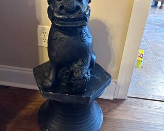 #12 3 piece concrete painted black dragon, 27" tall $225.00
#13 3 piece concrete painted black dragon, 27" tall, as is - ear chip and paint chip $100.00