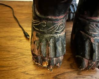 #36 Asian carved wood dragon statue, 30" tall, as is - chip on ear and feet $150.00