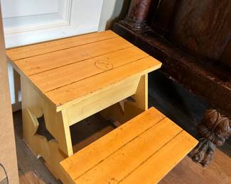 #57 2 step wood stool, 12 inches tall $25.00