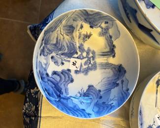 #209 blue and white bown 8" round by 3" tall $20.00