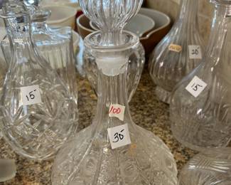 #100 crystal wine carafe, 12" tall $30.00