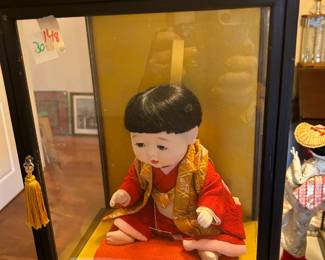 #148 baby Asian doll, 9" tall, in black and glass case 11x9x14 $30.00
#149 baby Asian doll, 9" tall, in black and glass case 11x9x14 $30.00