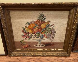 #199 needlepoint of fruit 20x17 $50.00