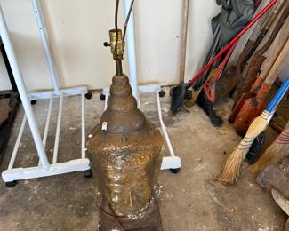 #98 ceramic head lamp as is - paint, 44" tall $75.00