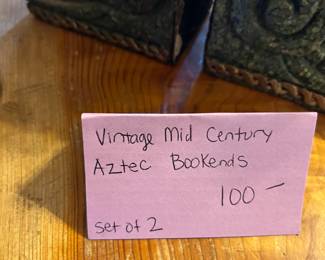 #131 vintage mid-century Aztec bookends, set of 2 $100.00