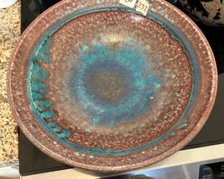 #232 pottery bowl, blue and pink $30.00