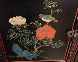 #16 3 piece Asian cabinet with doors, top piece has broken hinge, painted 32x18x30-48 $175.00