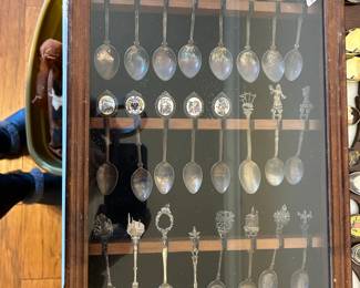 #162 spoon box with glass lid, 24 spoons $30.00