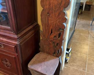 #259 wood carved chair 14x54 $60.00