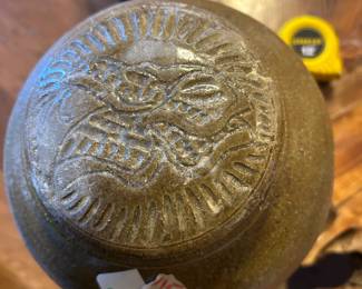 #115 green ginger jar 9" tall $30.00