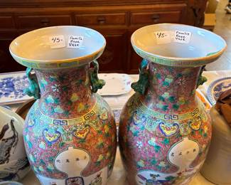#110 familie rose vase, 12"tall $45.00
#111 familie rose vase, 12"tall $45.00