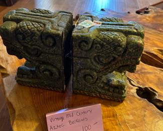 #131 vintage mid-century Aztec bookends, set of 2 $100.00