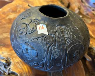 #116 pottery vase 14 diversity. 6" tall x 8" wide $100.00