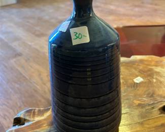 #122 blue ceramic vase, 11" tall $30.00