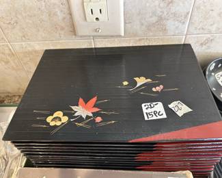 #227 black wooden sushi plates $20.00