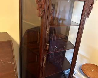 #37 Asian display cabinet with 3 wooden shelves, 1 glass door, 36x16x64 $275.00
