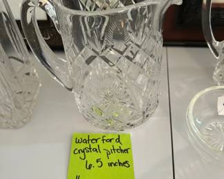 #172 waterford crystal pitcher, 6.5" $30.00