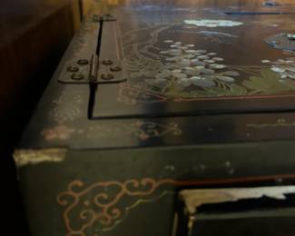 #31 Asian painted cabinet with 2 doors, as is - finish, 24x12x36 $125.00