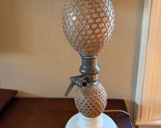 Vintage French seltzer bottle converted into a lamp
