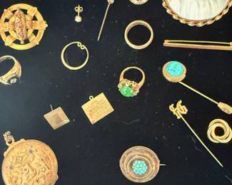 Gold jewelry & hand painted portrait brooch