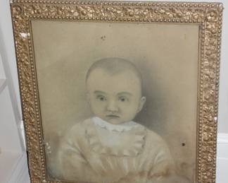 Vtg pastel portrait of a child
