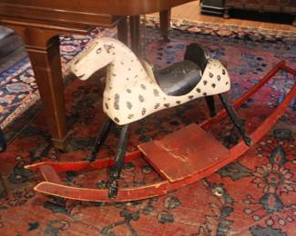Antique polychromed wood rocking horse