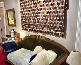 Antique crazy quilt & Federal style sofa
