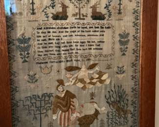 19thc sampler depicting Abraham and son