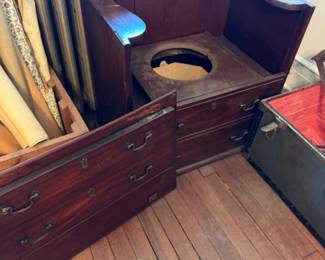 Antique mahogany chest front commode / potty