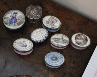 antique Bilston enamel boxes