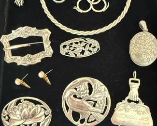 Sterling jewelry & chataleine pieces