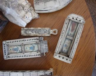Napoleonic prisoner of war scrimshaw hand crafted games, dominoes, etc