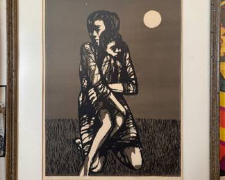 framed lithograph "Mother and Child" by Tom Vincent (220/300) 1963