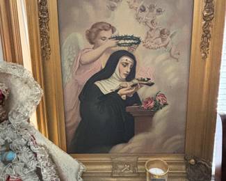 circa 1890 Saint Rita of Cascia religious tin litho print by John Duffy