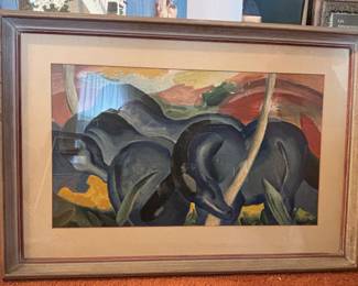 print of "The Large Blue Horses" (Die grossen blauen Pferde) by Franz Marc (1911)