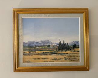 Framed Original Oil on Canvas Landscape Signed CH Gewell
