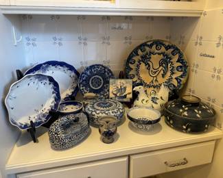 Collection of Delft / Blue & White Porcelain Plates & Pottery